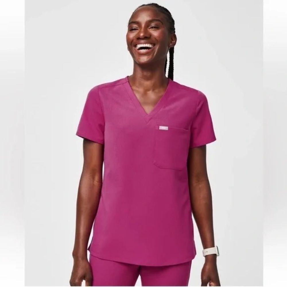 FIGS Raspberry Sorbet Catarina One Pocket Scrub Top